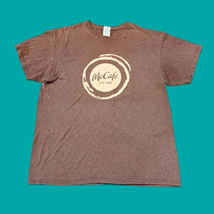 McCafé McDonalds Brown Logo T-Shirt Adult Large Coffee Graphic Tee Delta Apparel